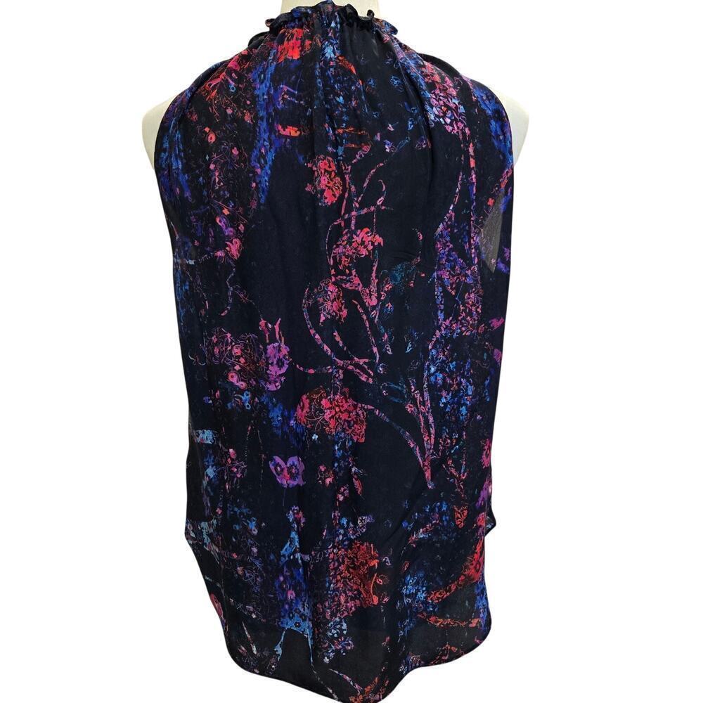 Elie Tahari Bessie Sleeveless Blouse 100% Silk Women's Size XS Dark Romantic - Picture 3 of 10
